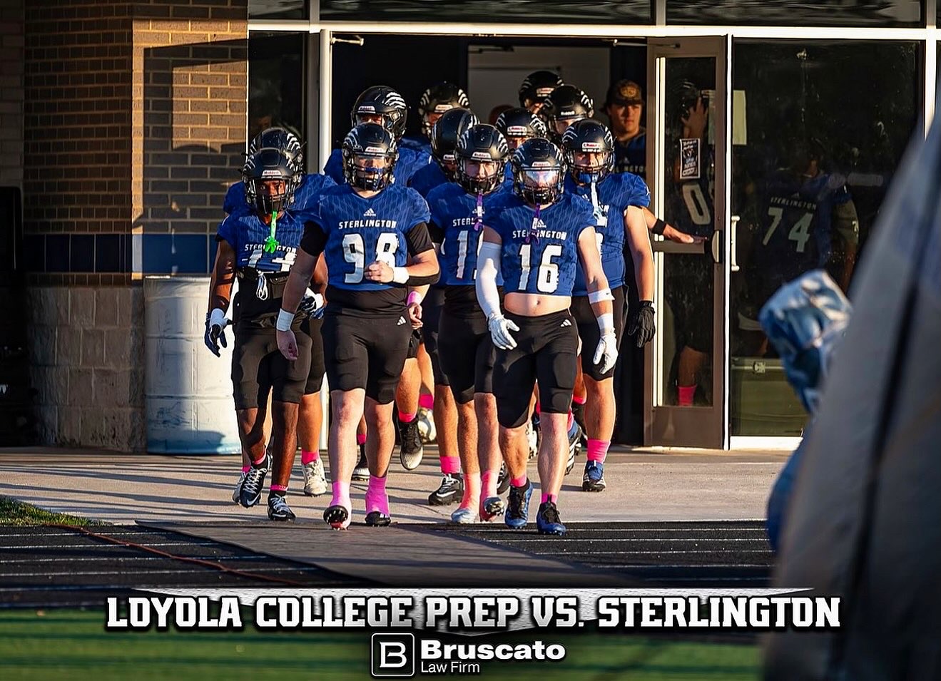 Ashton Bradford wearing blue Sterlington number 16 jersey